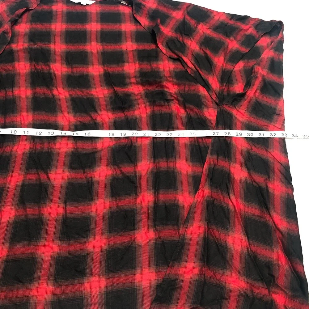 NEW Amaryllis Red Black Plaid Oversized Kimono Small Lumberjack Cabincore Grunge